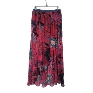Vintage Y2k WD.NY Patchwork Print High Low Maxi Skirt Sz M Whimsigoth Fairy Boho